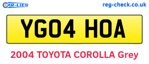YG04HOA are the vehicle registration plates.