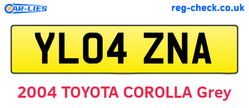 YL04ZNA are the vehicle registration plates.