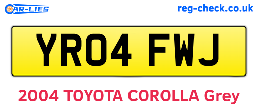 YR04FWJ are the vehicle registration plates.