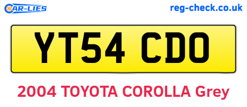 YT54CDO are the vehicle registration plates.