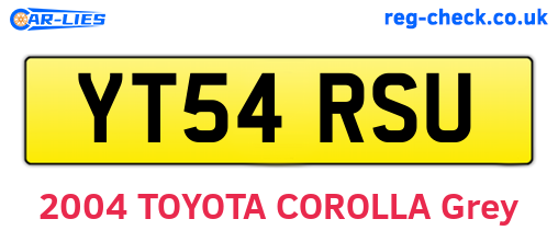 YT54RSU are the vehicle registration plates.