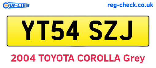 YT54SZJ are the vehicle registration plates.