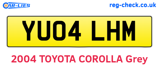 YU04LHM are the vehicle registration plates.