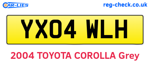 YX04WLH are the vehicle registration plates.