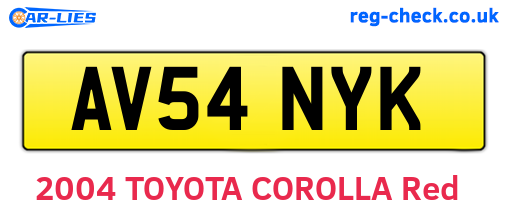 AV54NYK are the vehicle registration plates.