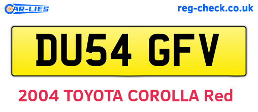 DU54GFV are the vehicle registration plates.