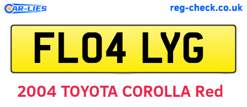 FL04LYG are the vehicle registration plates.