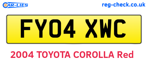 FY04XWC are the vehicle registration plates.