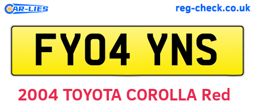 FY04YNS are the vehicle registration plates.