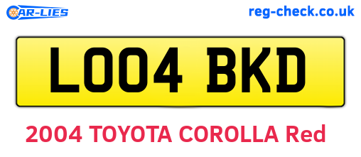 LO04BKD are the vehicle registration plates.