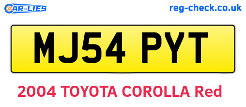 MJ54PYT are the vehicle registration plates.