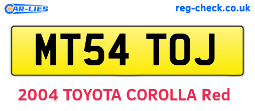MT54TOJ are the vehicle registration plates.