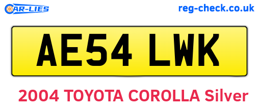 AE54LWK are the vehicle registration plates.