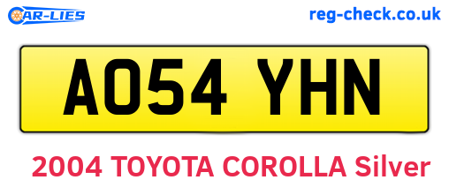 AO54YHN are the vehicle registration plates.
