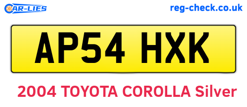 AP54HXK are the vehicle registration plates.