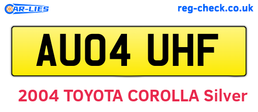 AU04UHF are the vehicle registration plates.