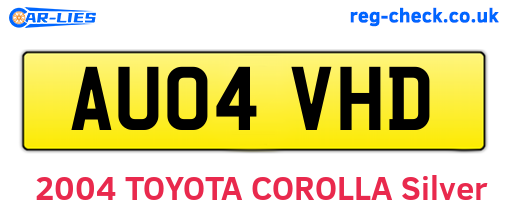 AU04VHD are the vehicle registration plates.