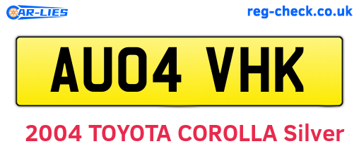 AU04VHK are the vehicle registration plates.