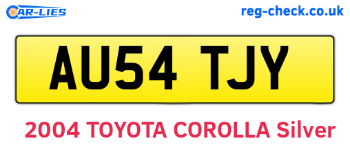 AU54TJY are the vehicle registration plates.