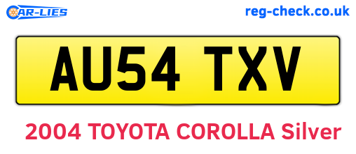 AU54TXV are the vehicle registration plates.