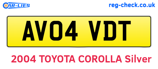 AV04VDT are the vehicle registration plates.