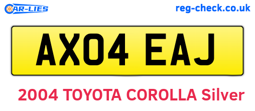 AX04EAJ are the vehicle registration plates.