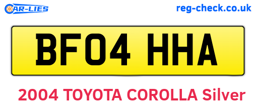 BF04HHA are the vehicle registration plates.