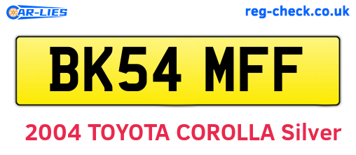 BK54MFF are the vehicle registration plates.