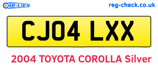 CJ04LXX are the vehicle registration plates.