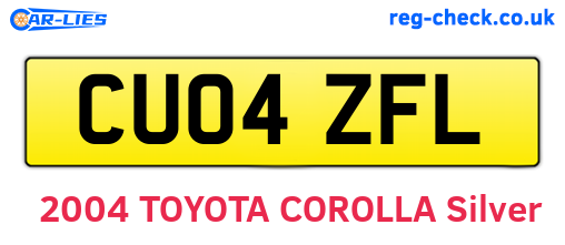 CU04ZFL are the vehicle registration plates.