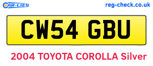 CW54GBU are the vehicle registration plates.