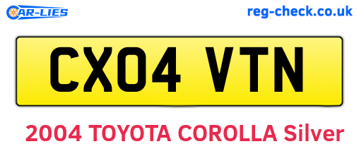 CX04VTN are the vehicle registration plates.