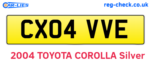 CX04VVE are the vehicle registration plates.