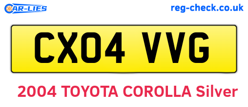 CX04VVG are the vehicle registration plates.