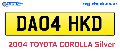 DA04HKD are the vehicle registration plates.