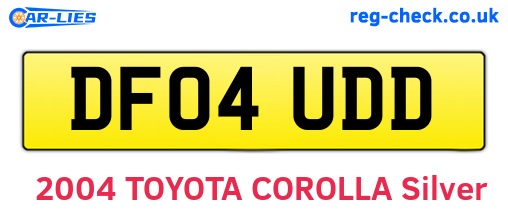 DF04UDD are the vehicle registration plates.