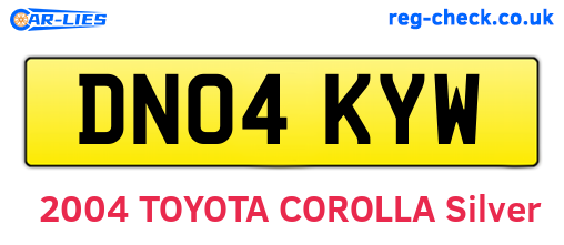 DN04KYW are the vehicle registration plates.