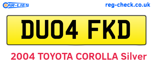 DU04FKD are the vehicle registration plates.