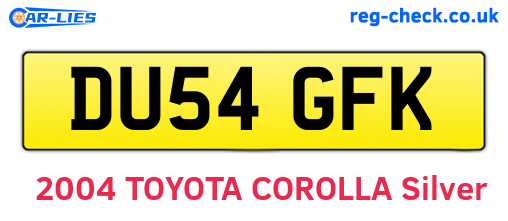 DU54GFK are the vehicle registration plates.