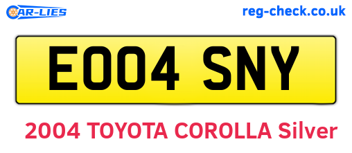 EO04SNY are the vehicle registration plates.