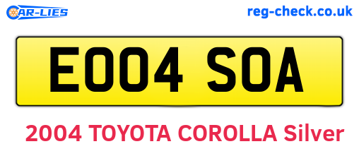 EO04SOA are the vehicle registration plates.
