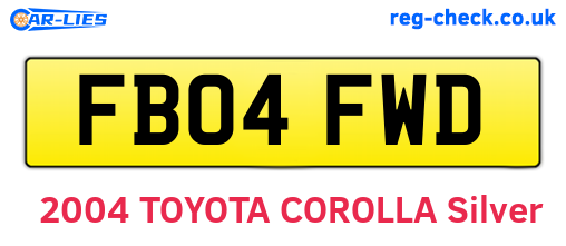 FB04FWD are the vehicle registration plates.