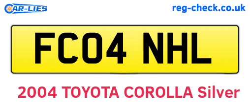 FC04NHL are the vehicle registration plates.