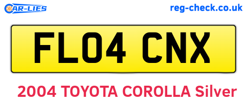 FL04CNX are the vehicle registration plates.