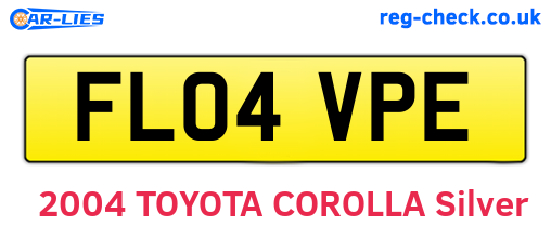 FL04VPE are the vehicle registration plates.