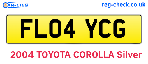 FL04YCG are the vehicle registration plates.