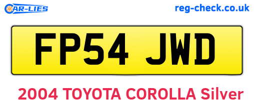 FP54JWD are the vehicle registration plates.