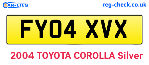 FY04XVX are the vehicle registration plates.