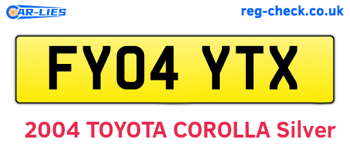 FY04YTX are the vehicle registration plates.
