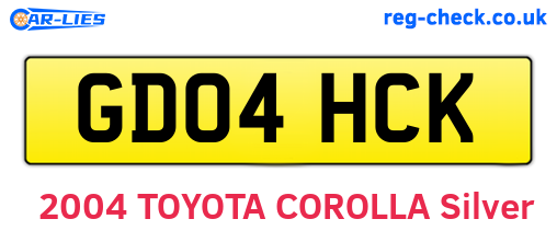 GD04HCK are the vehicle registration plates.